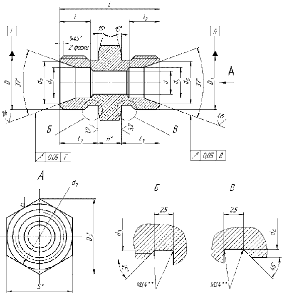 Штуцер с наружной и внутренней резьбой чертеж - 97 фото